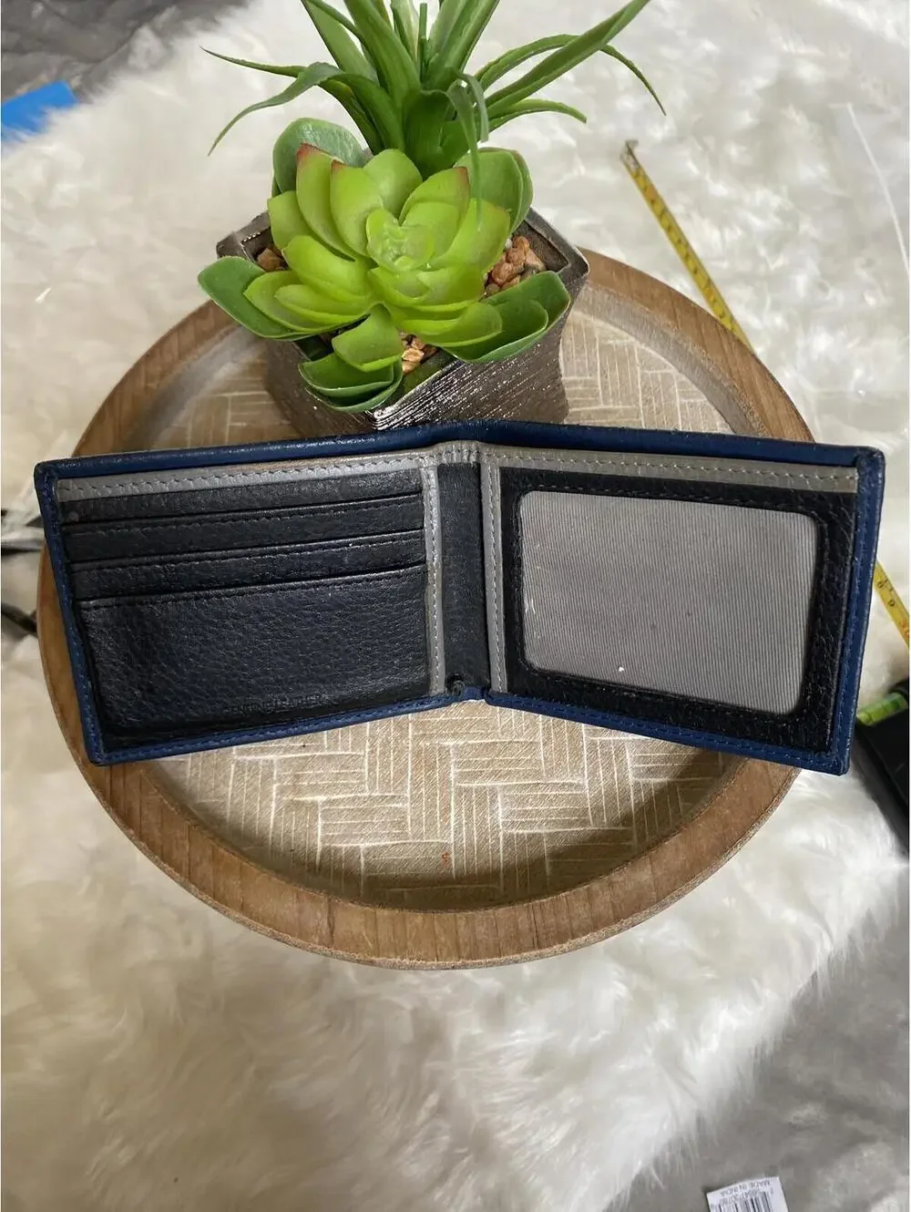 Calvin Klein Men's Navy Blue Leather Bifold Wallet